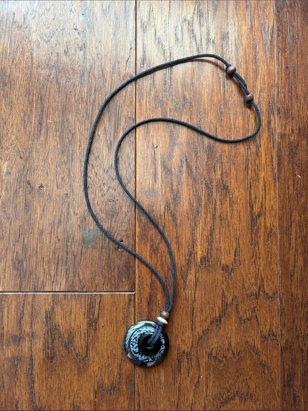 Hematite, Black Snowflake Obsidian, Black Onyx Stacked Donut Necklace